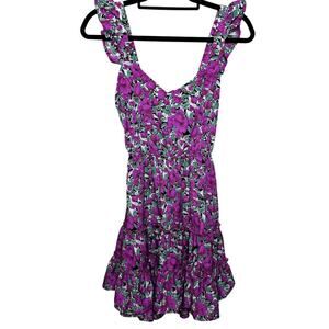 Shein Purple Floral Open Back Mini Dress Women's Size Small